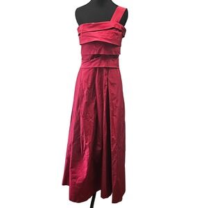 Max Mara Pinaforte Red Silk Blend One Shoulder Gown Dress Size 8 Formal Prom